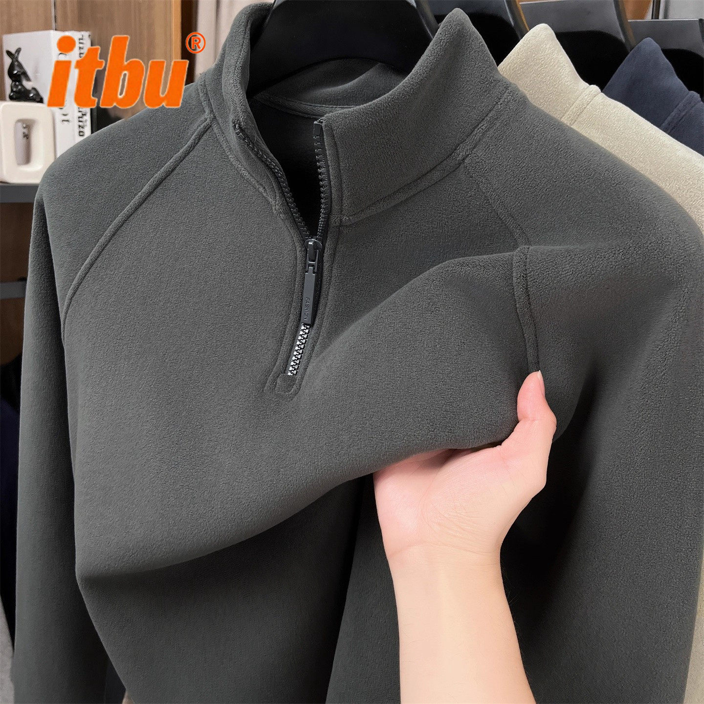 高端半拉链男卫衣男士2025新款秋冬季加绒加厚长袖打底衫上衣男款