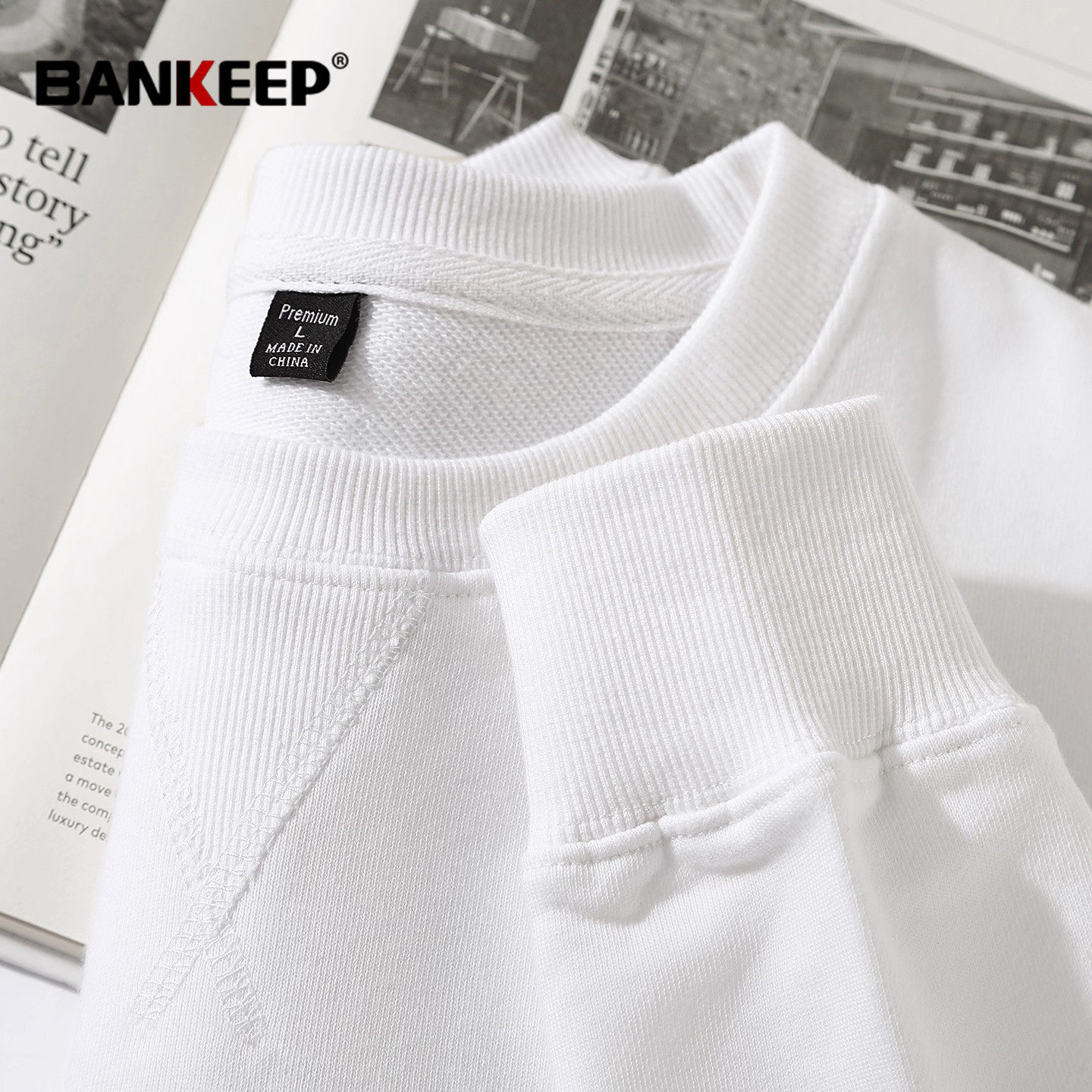 新疆长绒棉白色圆领卫衣男士2026新款冬季宽松纯棉打底衫男款春秋