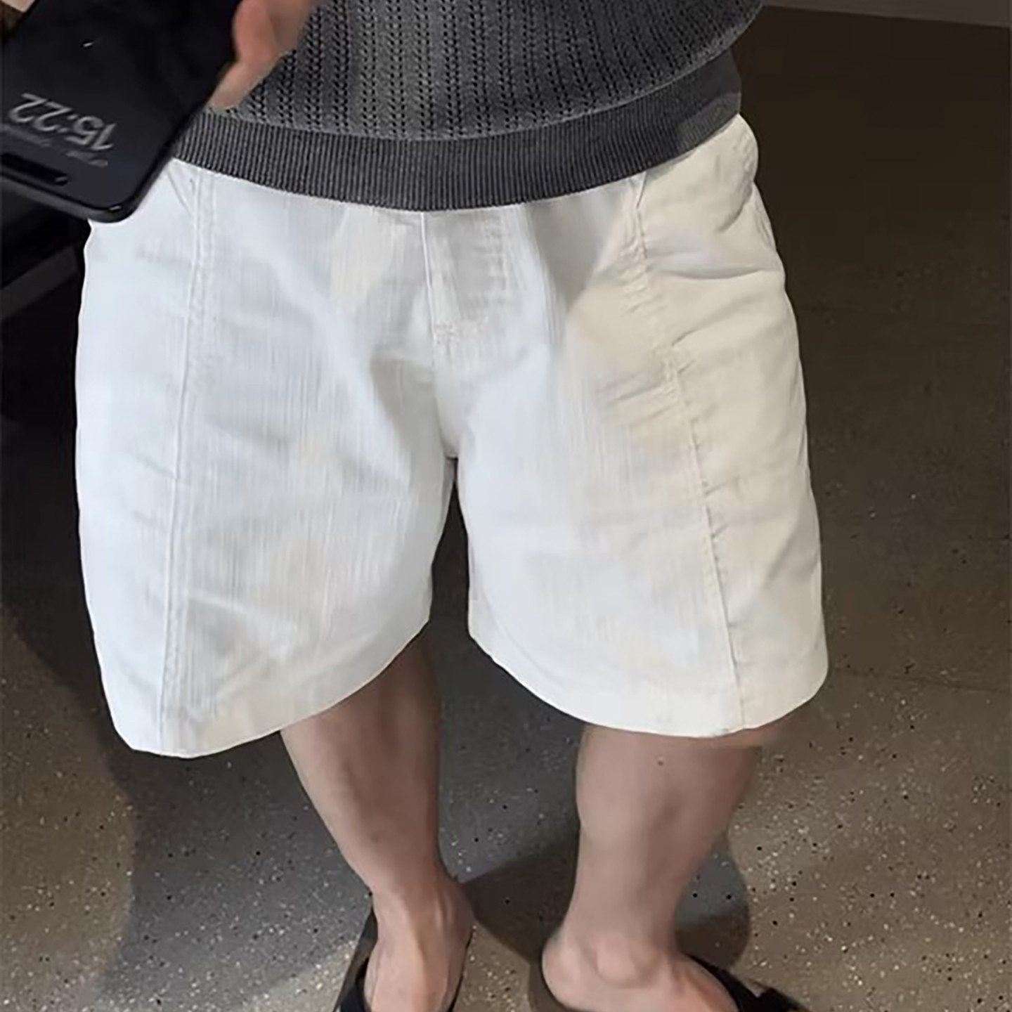 韩国Uamtor老钱风棉麻混纺休闲短裤男士夏季薄款裤子宽松五分中裤