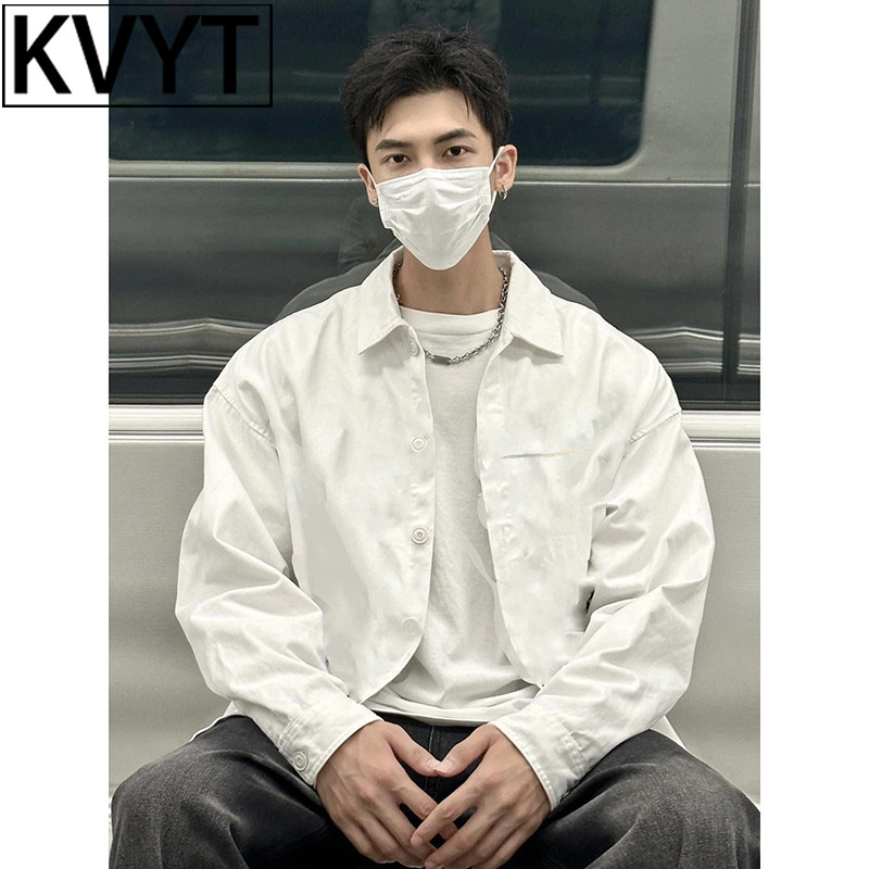 高级感2026年秋季新款长袖衬衫男款潮牌痞帅衬衣外套男白色上衣服