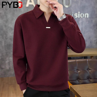 本命年马年红色翻领卫衣男款秋冬季2026新款男装加绒加厚男士衣服