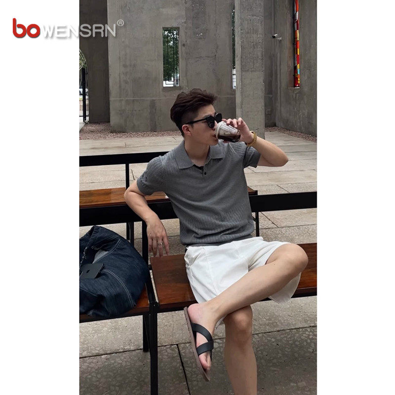 老钱风针织冰丝polo衫男士短袖t恤2026新款夏季轻薄透气上衣男款