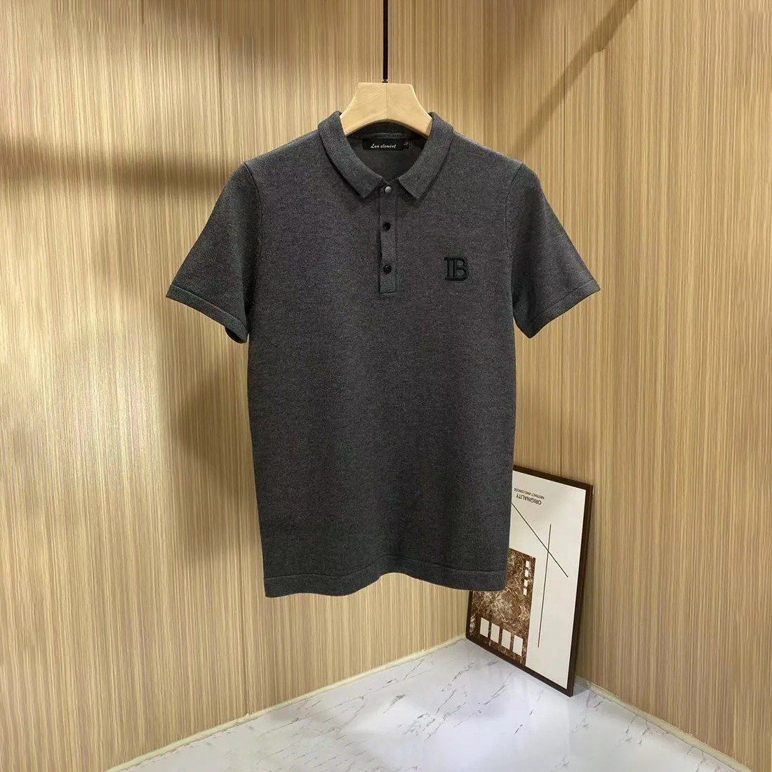MUSONMU夏季冰丝翻领短袖男修身半袖针织polo衫字母刺绣修身T恤潮