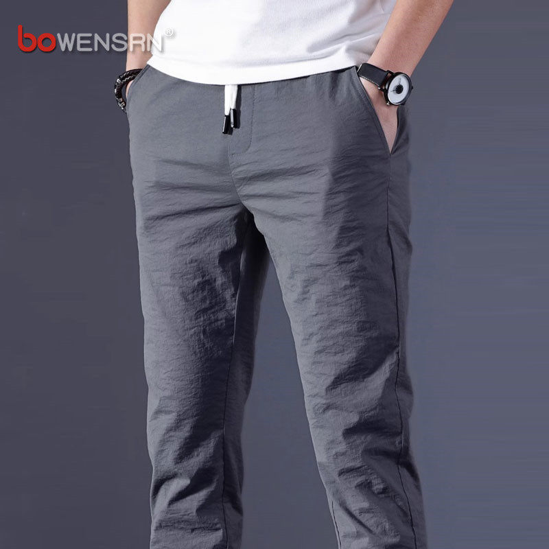 高端冰丝休闲裤男士夏季薄款2026新款男裤修身小脚运动长裤子男款