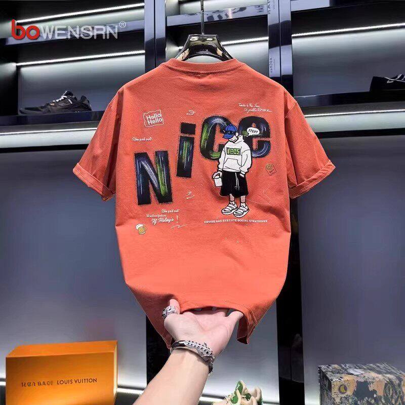 美式潮牌印花短袖t恤男士2026新款夏季高级感痞帅宽松打底衫男款