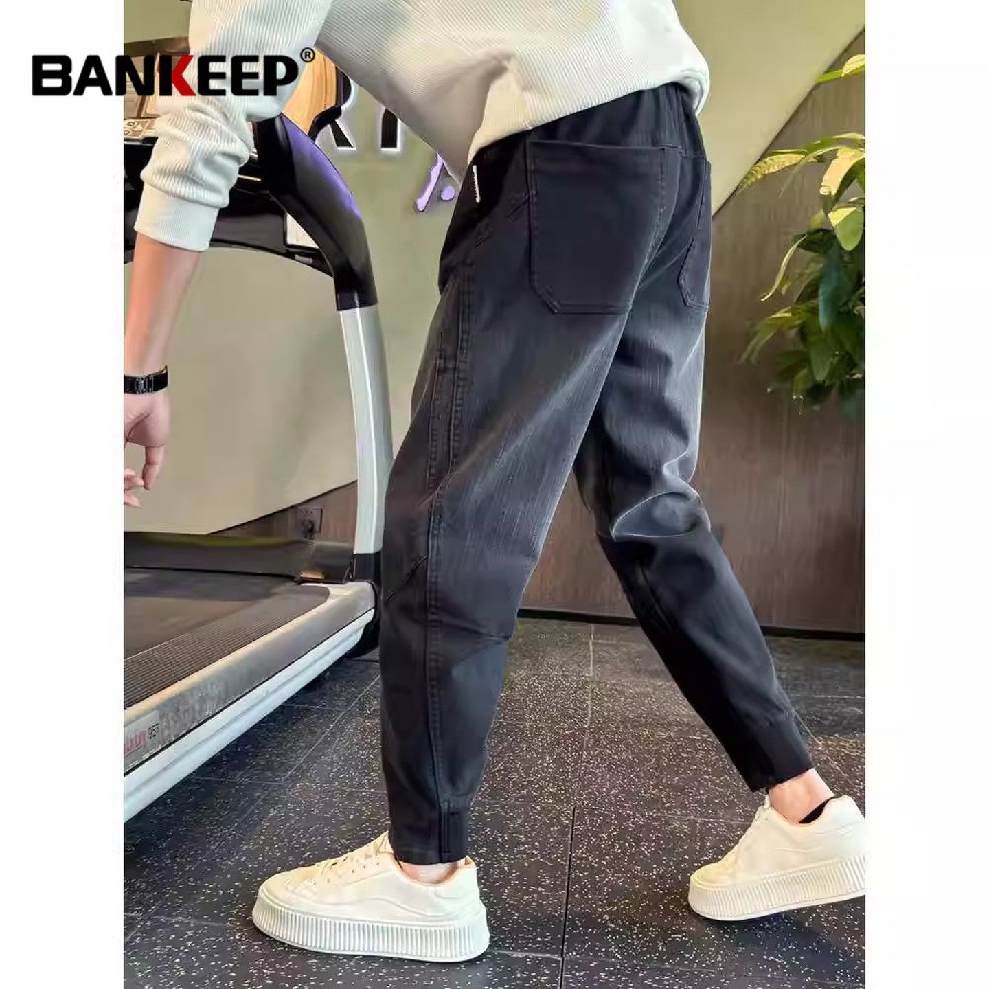 渐变哈伦休闲裤男士2026新款冬季加绒加厚男裤九分小脚裤子男款潮