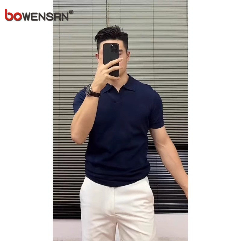 高端冰丝polo衫男士短袖t恤夏季2026新款高级感成熟稳重体恤男款