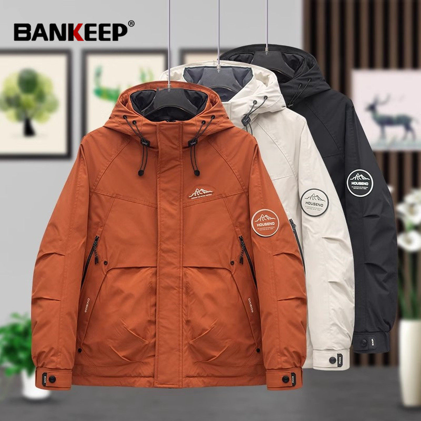 潮牌白鸭绒羽绒服男士外套2026新款冬季超好看三防连帽冲锋衣男款