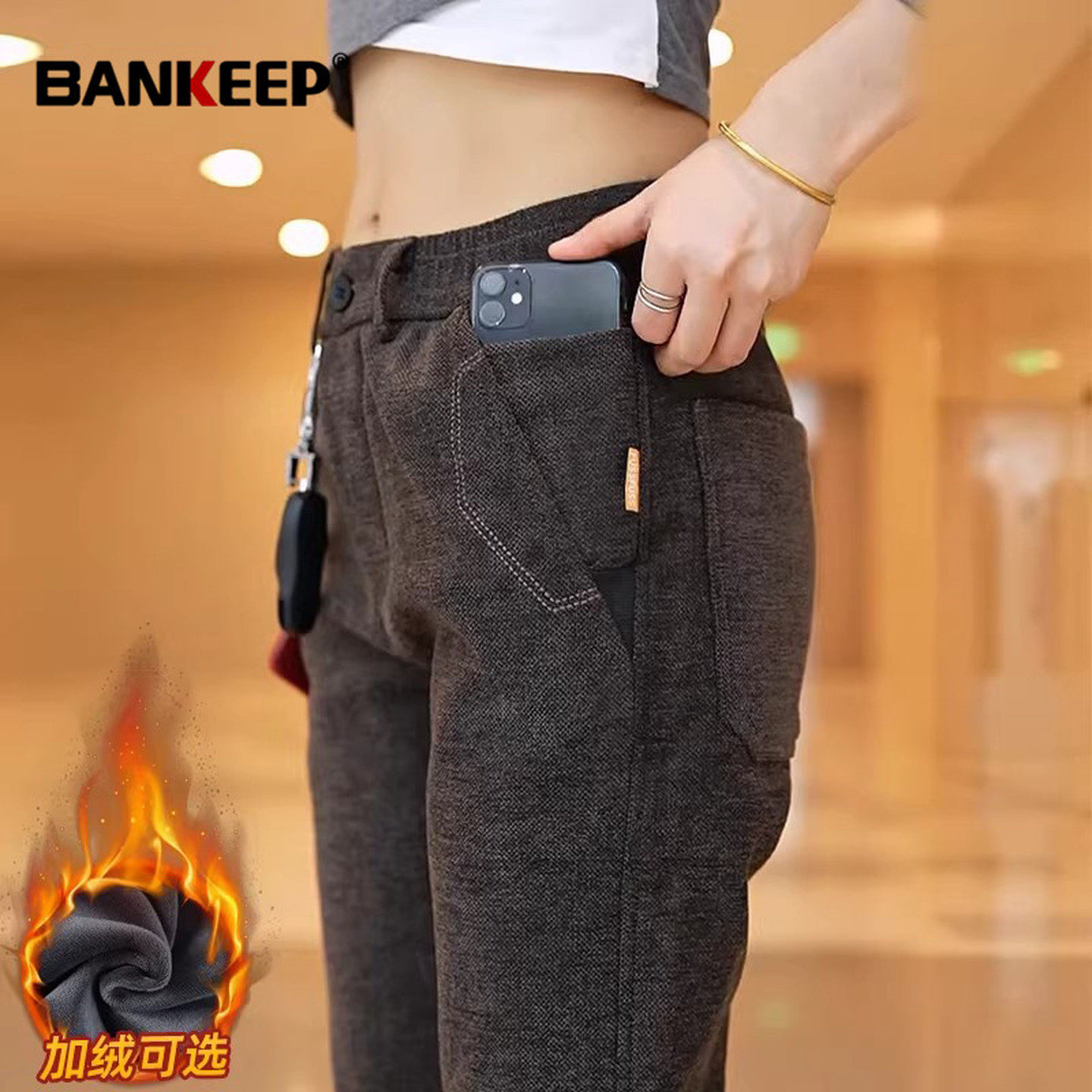 高端雪尼尔加厚休闲裤男士2026新款冬装加绒商务男裤直筒裤子男款