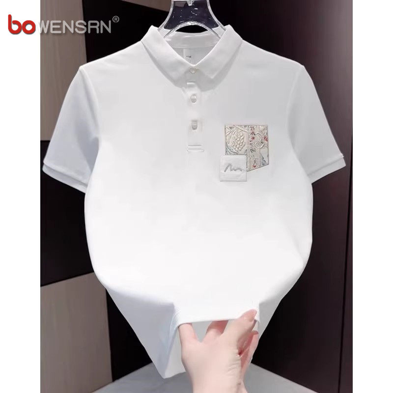 潮牌刺绣白色polo衫男士短袖t恤2026新款夏季高级感百搭半袖男款