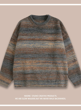 我心依然 | NOONE | 小众设计感 日系情侣彩色条纹 | 男针织衫