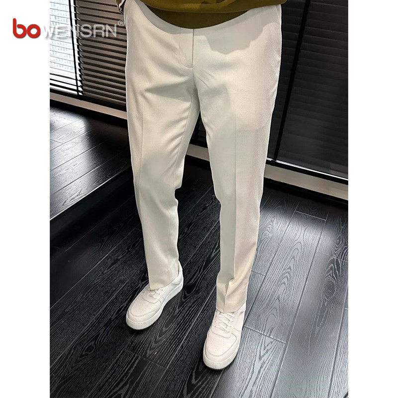 卡其色九分休闲裤男士2026新款夏季薄款男裤修身窄版西装裤子男款