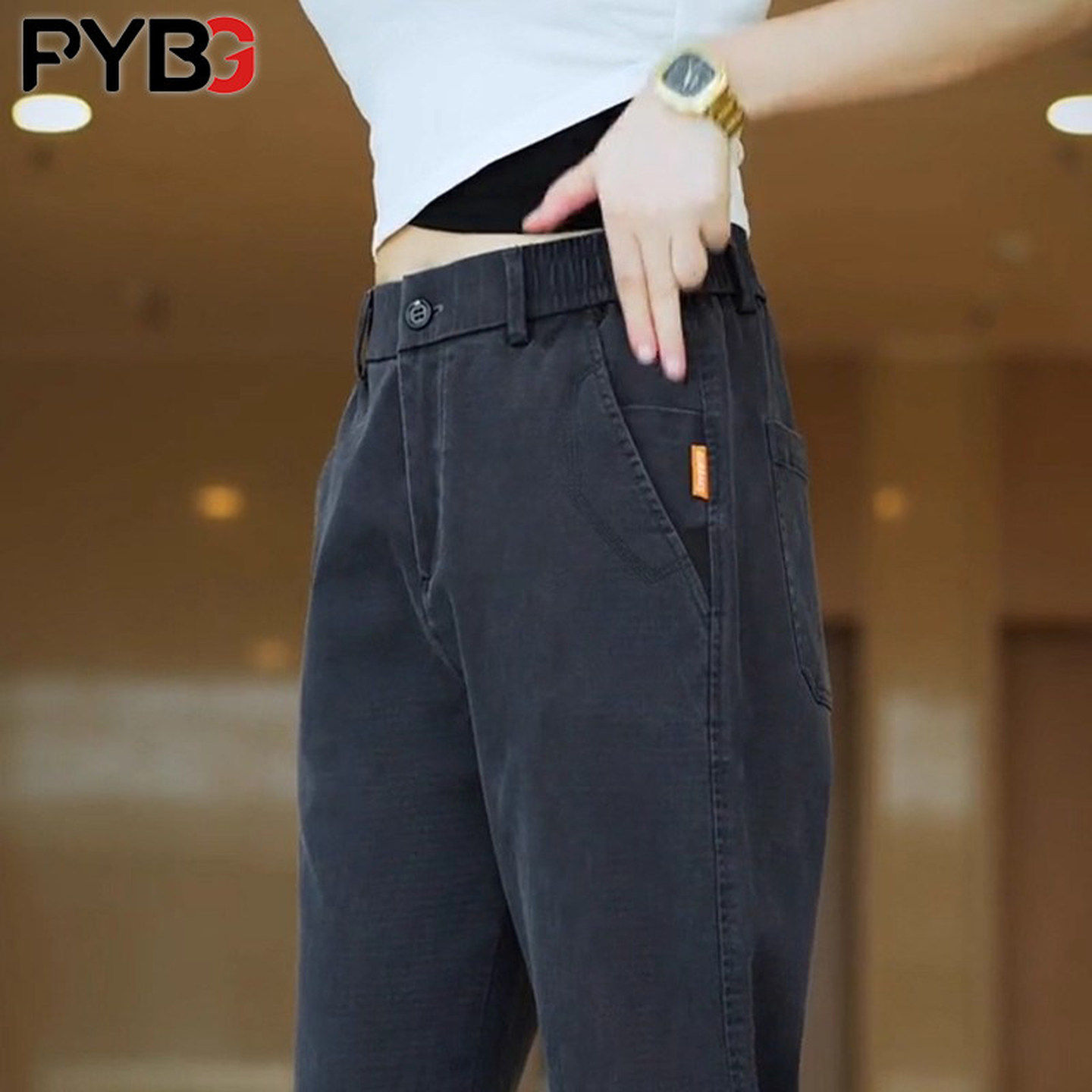 高端商务休闲裤子男士2025新款冬季加绒加厚男裤宽松直筒长裤男款