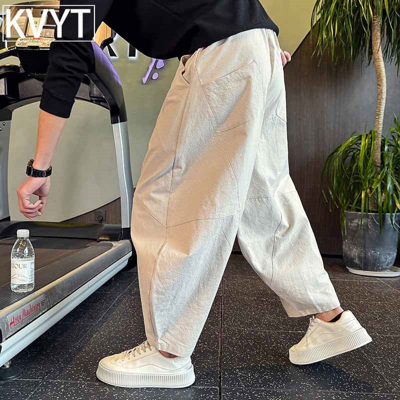 高端男款宽松哈伦裤2026新款夏季薄款裤子潮牌高级感休闲九分裤男