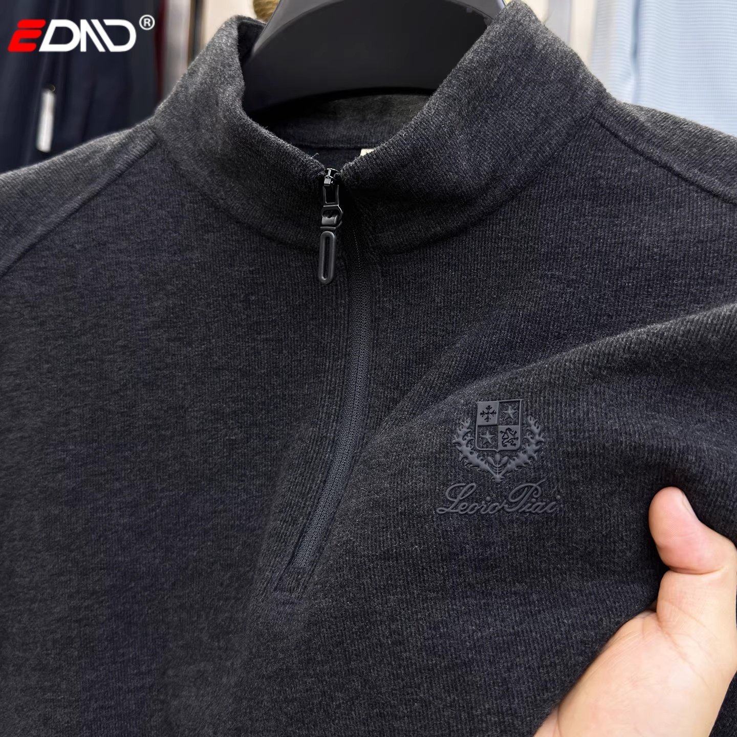 高端半拉链立领卫衣男士长袖T恤2025新款冬季保暖德绒打底衫男款