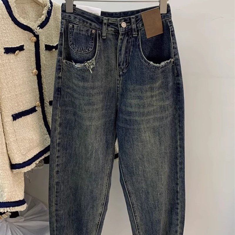 速发梨型身材子裤裤码高腰直筒牛仔大春胖妹妹mm宽松哈伦裤,女装/女士精品,大码裤装,淘宝优惠券,粉丝福利购,淘宝优惠卷