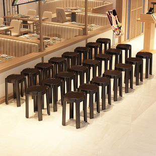 速发餐厅等位椅用料凳子商用可叠放圆板凳餐饮备塑椅子厚厚特加风