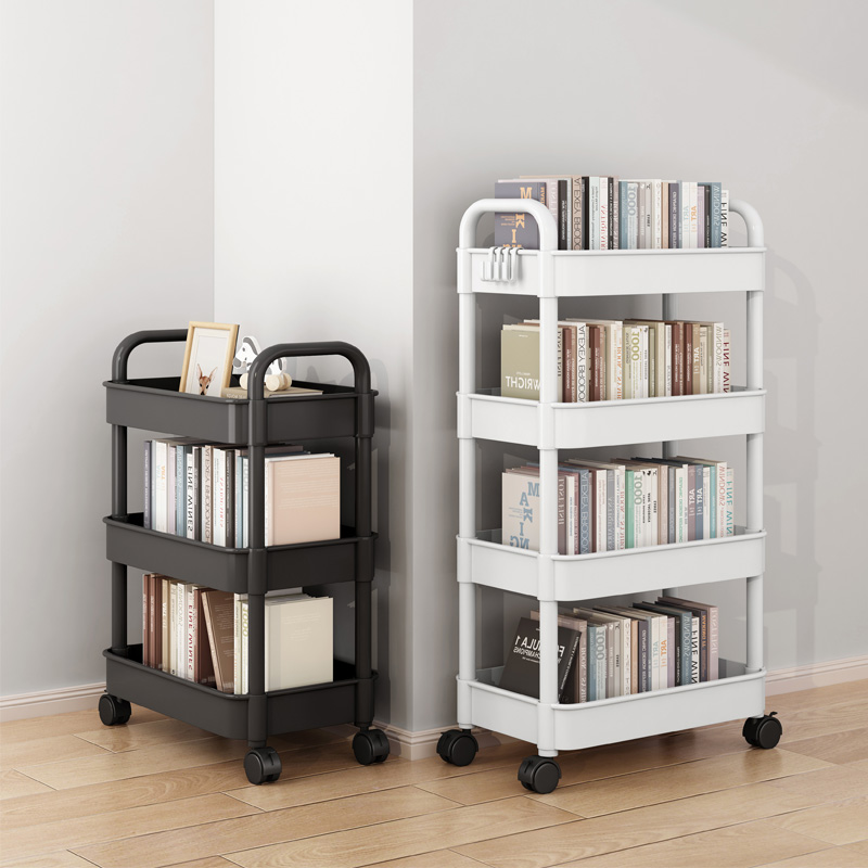 速发可移动书架置物架落地家书收纳多层儿童零食小推车用轮桌面上