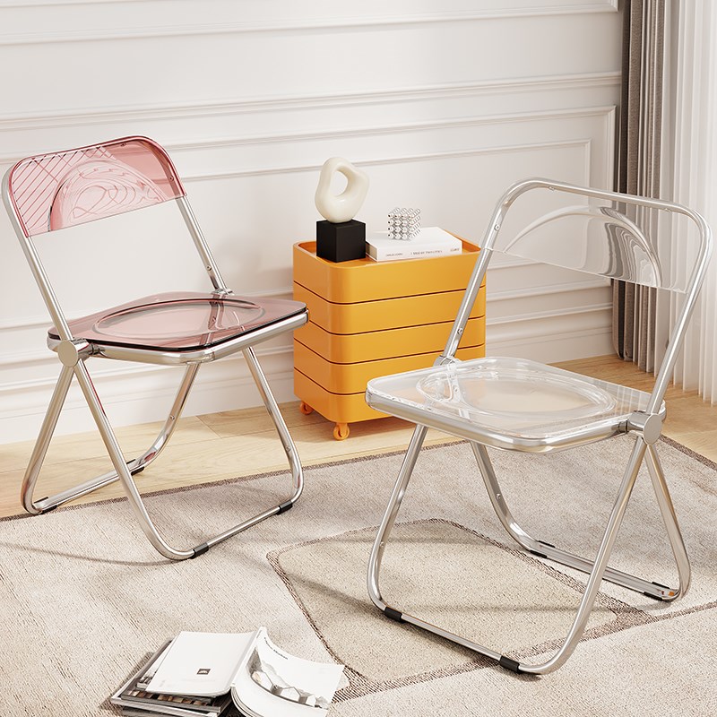 速发餐椅家用透明亚克力凳子简约拍照椅叠房椅梳妆台折子