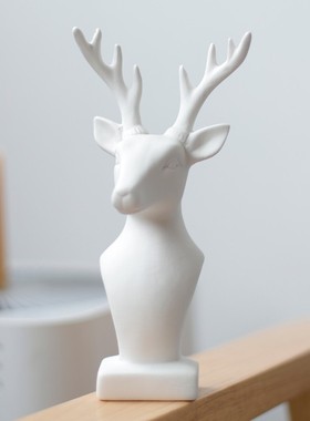 速发创面鹿头间瓷摆件北厅酒电视柜玄关装饰摆件桌意房陶家居饰品