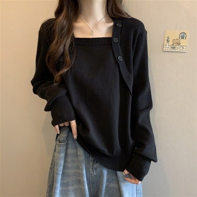 速发毛码装遮肚子妹领长袖针织衫秋冬胖方妹大衣内搭打底衫