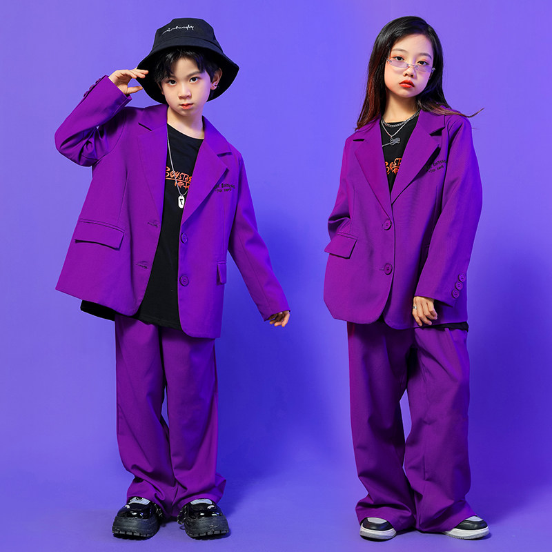 速发儿童街舞服装hiphop男孩钢琴西服套装幼儿爵士舞走秀演出服潮