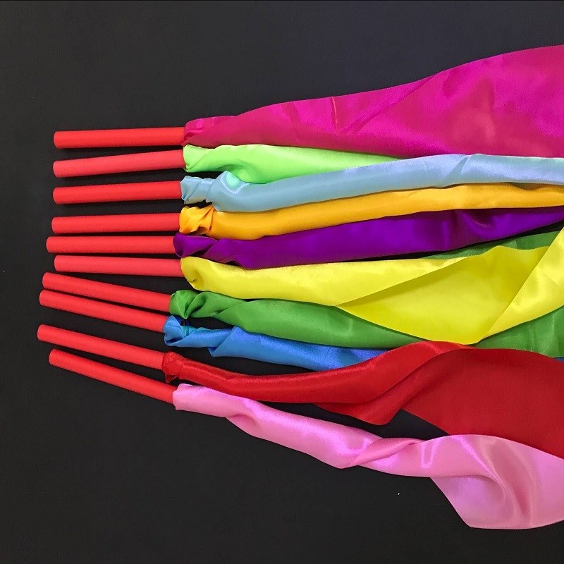 速发舞蹈彩带幼儿园彩色成人体操演出道具跳舞丝带儿童飘红带绸带