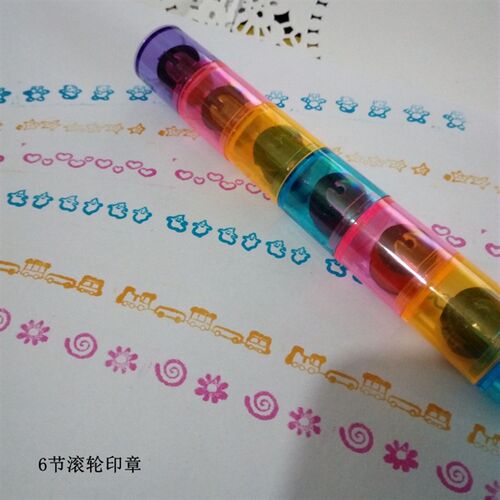 速发包邮日韩可爱儿童印章趣味益智玩具日记滚轮塑料印章无需印泥