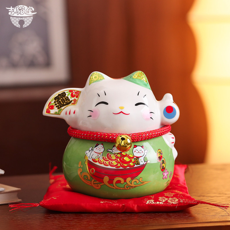 速发小台招财猫储蓄罐店铺面号家居桌前装饰开业礼品发财猫