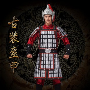 男将军铠甲 盔甲银色铠甲古台军舞代成人盔甲战袍服装 速发古装 将装