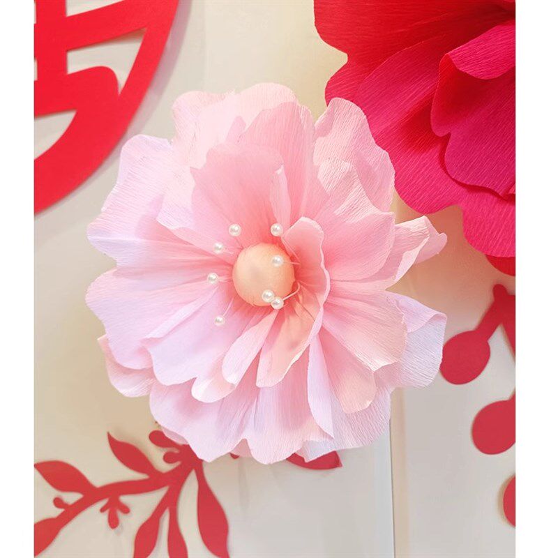 速发婚房褶皱花皱纹纸花装饰新房床头卧室背景墙布置假花订婚婚庆