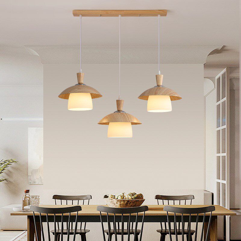 速发意厅吊灯创餐木纹色吧台三简约个性灯头餐桌灯床头灯8280