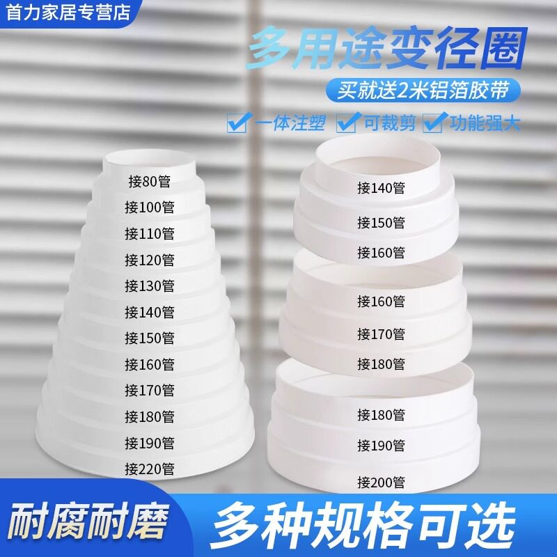 抽油烟机厨房排烟管变径圈烟道排风管大小头异径圈止逆阀转换接头