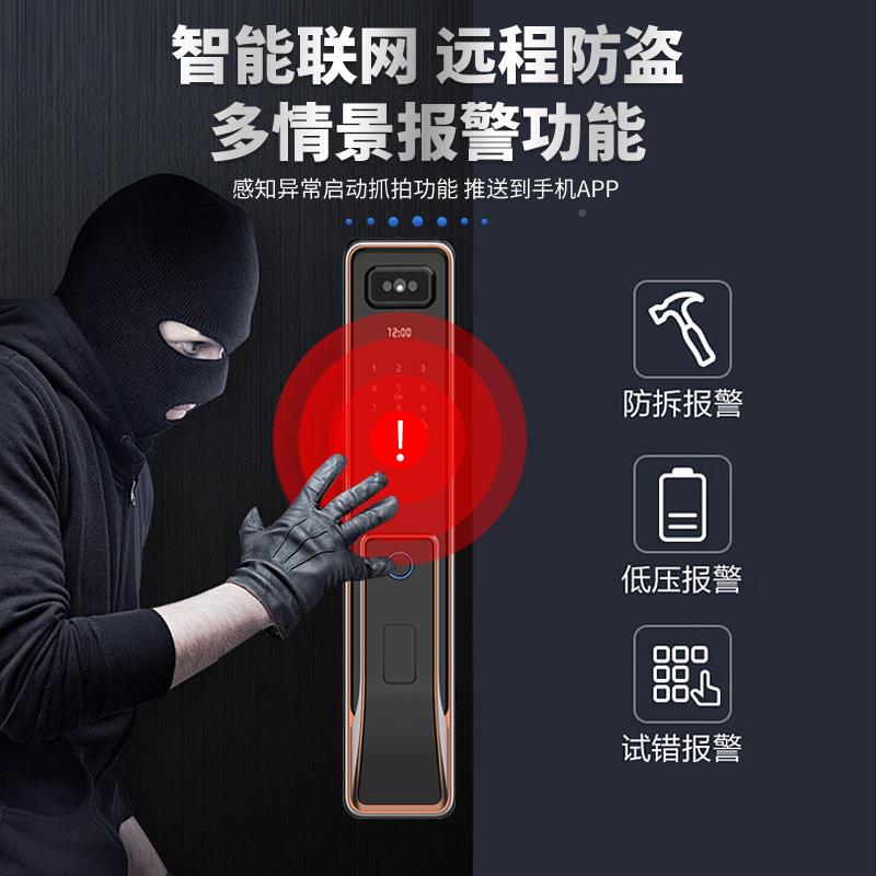 家奥尔智能锁源头盗防门用指纹锁工厂全自动PDR人良脸识别电子锁
