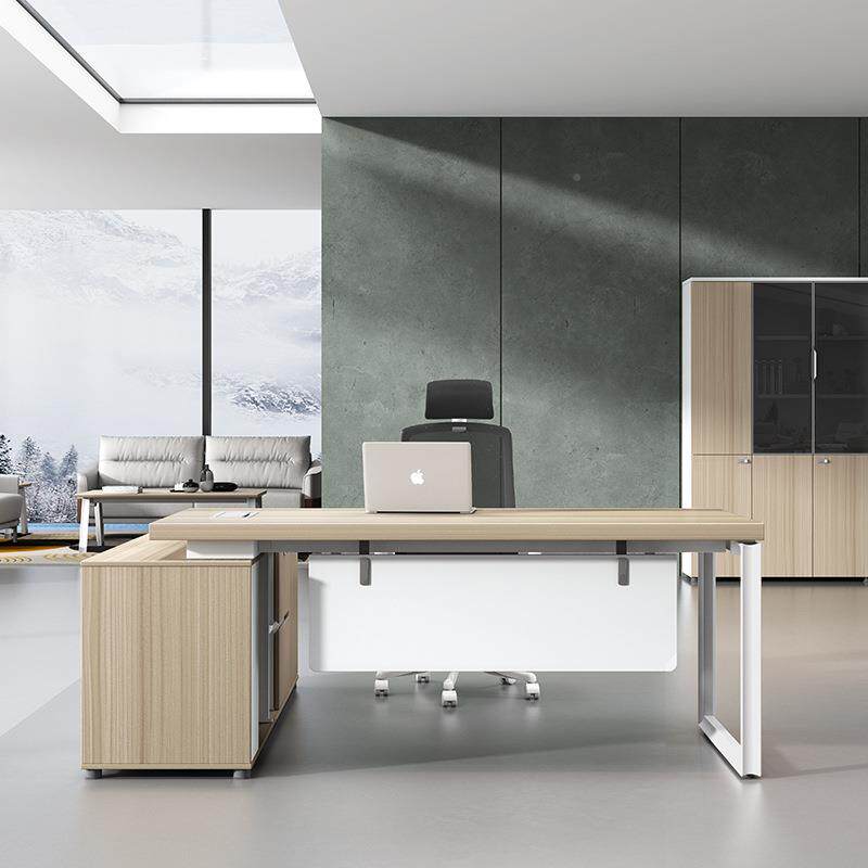 现代简桌约办公班经理主管桌小型老板桌柜一套公家具办WY63D180办