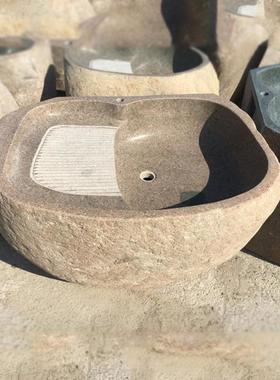 鹅石OOR外洗衣池阳台原石洗漱池盆室外庭院水一户体原石洗衣垒德