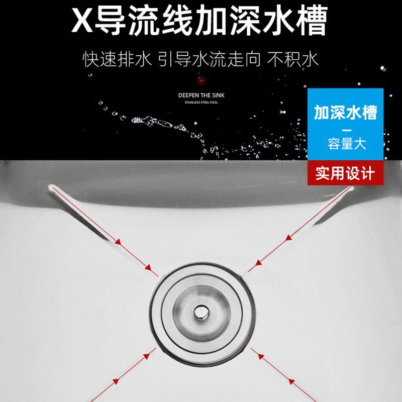 水现货洗不锈钢沥水餐池厅单槽带平台洗碗池家用沥水水池厨房饭店