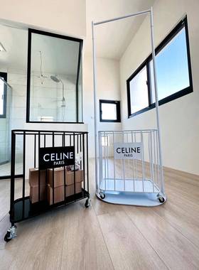 网红落地移动衣架现代简约服装店展示架挂脏衣篮卧室一体衣EDV帽