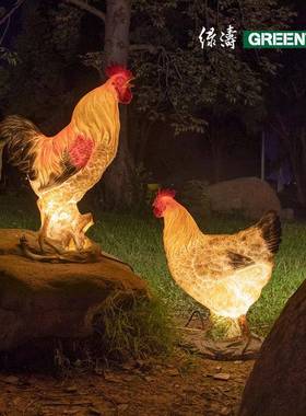 LLT-SX110ED太阳能发光公别鸡灯外真母鸡造型灯花园户墅庭院装饰