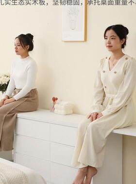 卧室轻AL101097梳妆桌台斗柜一体多奢功电脑桌书化能妆台三合一简