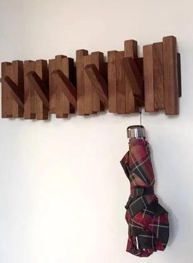 挂衣琴钩挂壁入户进门玄关挂衣架免墙打XRR孔实木创意键衣壁服挂