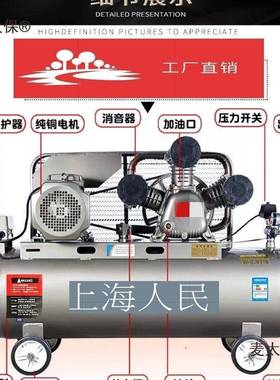 石漆压空机级WRL大型高压气真泵20V喷漆通用2空气压缩机三相空麦