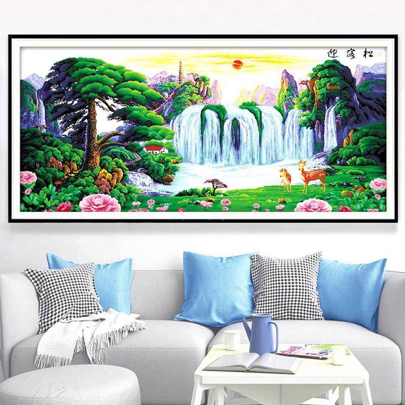 KX547迎迎客松字绣成不带框十纯手出售已绣好品2025新款客厅高端