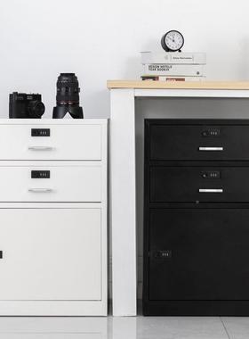 铁皮文件柜小矮柜公桌下收办柜纳锁活动柜带轮边柜带抽FUG屉柜储