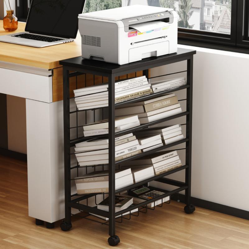 书架铁艺置物落RXL地可移纳动绘报本架架家用桌边简易书架收储物