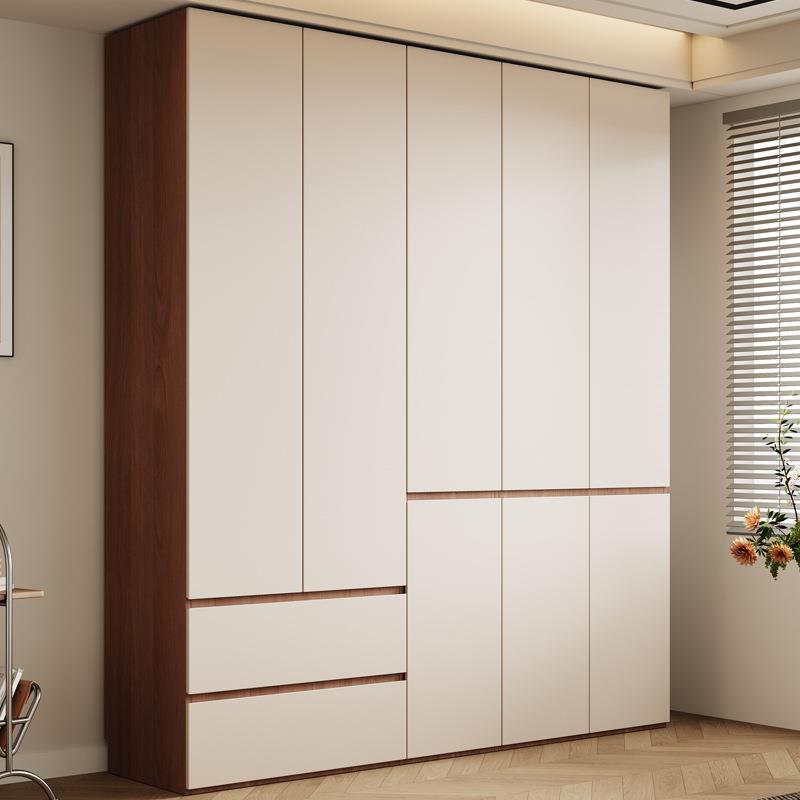现代户简约分段式收实木欧纳松板衣77柜家用卧室客厅小型储物大衣