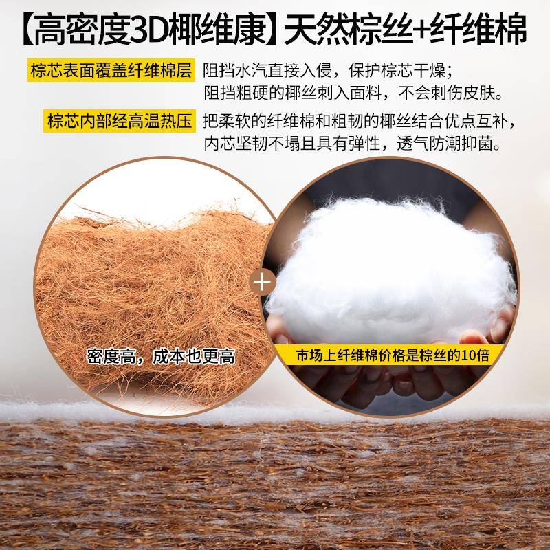 济可折叠儿童棕F7TT959H榈床垫棕垫款1.2米18硬薄经三.折天然椰棕