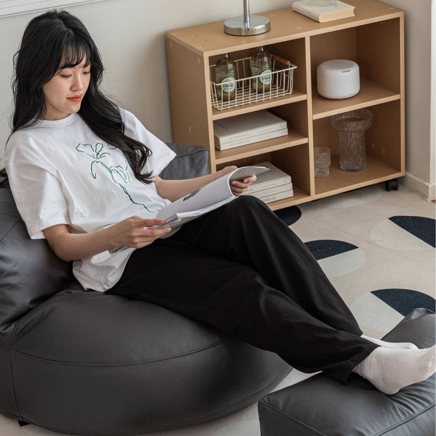 可躺可坐半月形懒人沙发 酒店阳台懒人椅 榻榻米出租房网红沙发