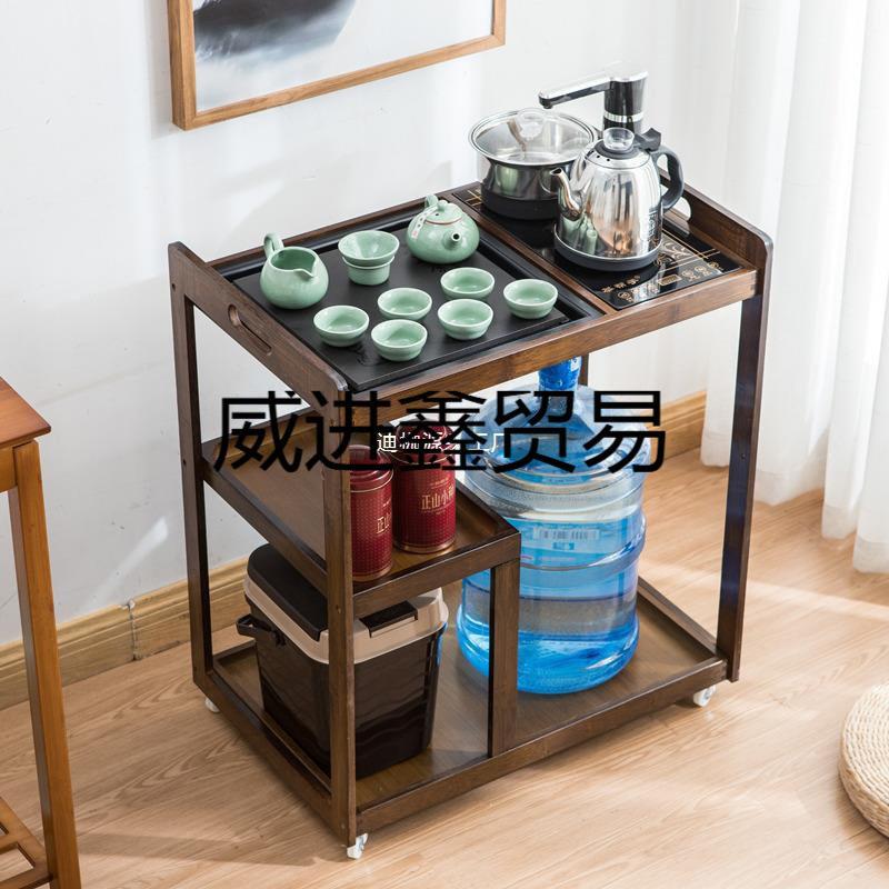 茶桌家用小茶台CKV移动茶几茶车客厅阳柜台竹烧水楠泡茶茶具收纳
