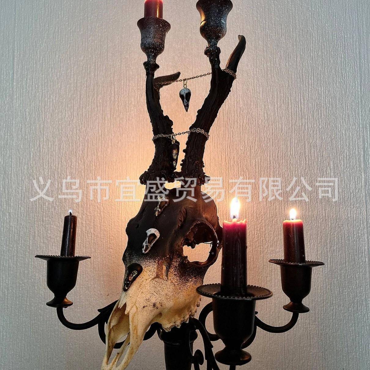 跨牛头意烛台装饰品摆件设家居牛境头创装修计庭院烛台牛YS-001牛
